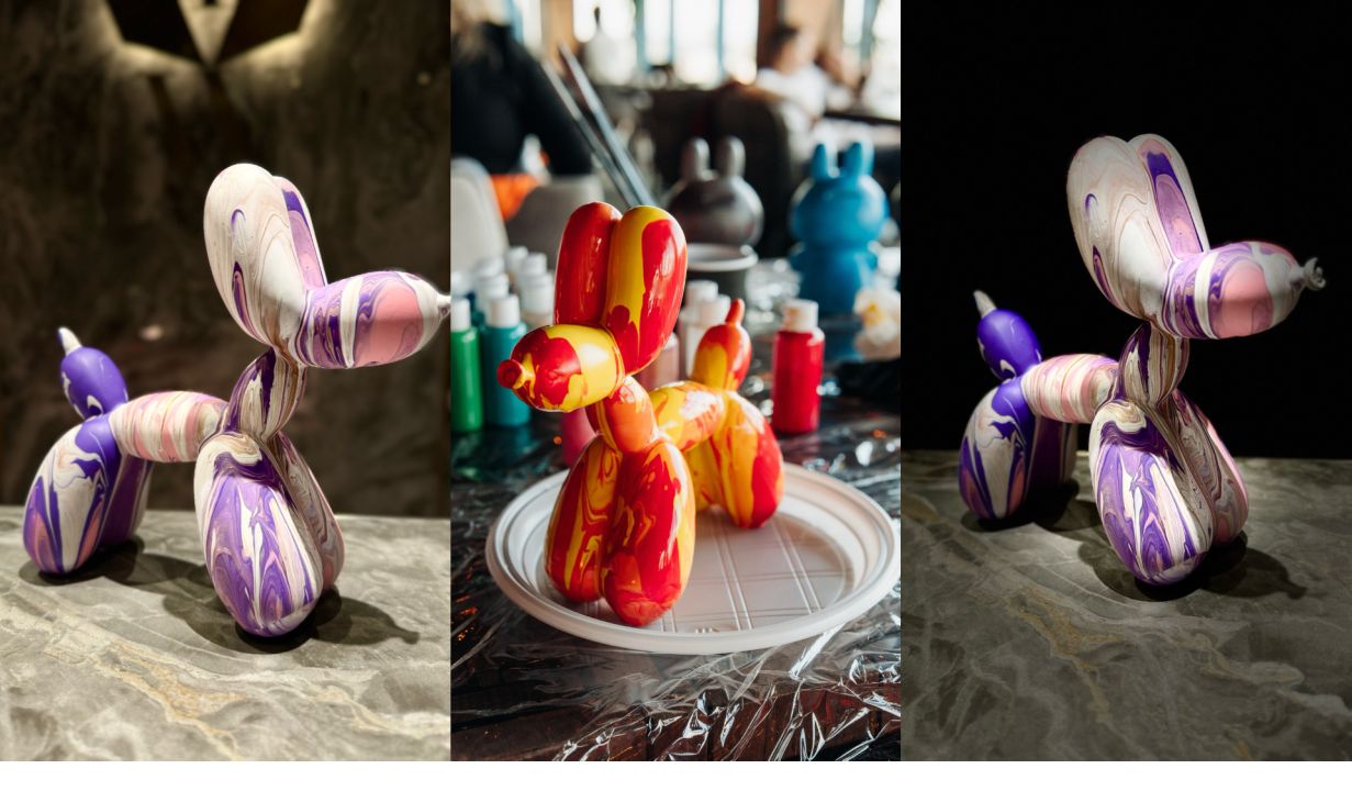 Роспись собачки Ballon Dog в ресторане Сплетни Бар Анны Асти от Артвайбс