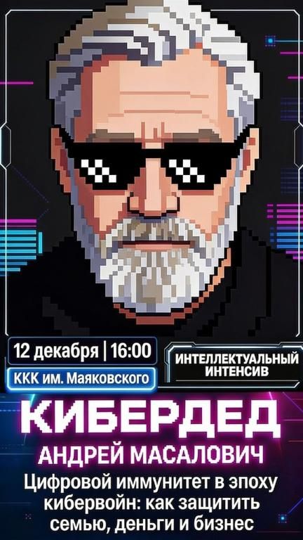 Цифровой иммунитет в эпоху кибервойн: как защитить семью, деньги и бизнес. Интеллектуальный интенсив с КиберДедом (Андреем Масаловичем)